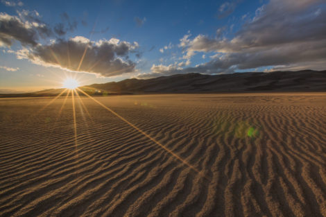 Sunset over the dunes in Great Sand Dunes National Park