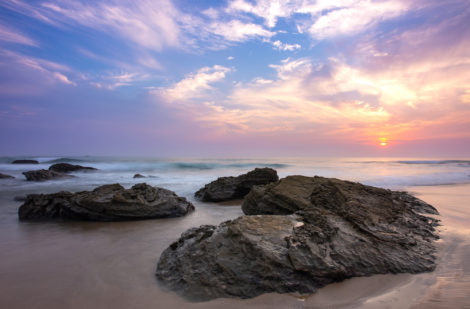 Crystal Cove State Park under pastel skies in fall. 