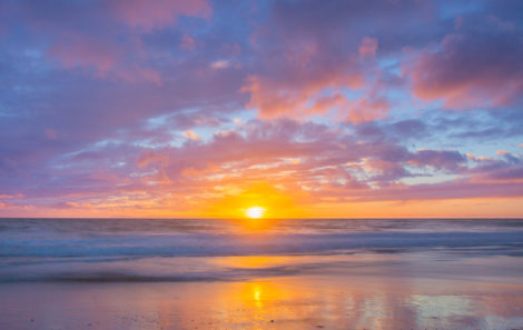 Incredible sunset after a strong rain storm at Crystal Cove State Park, CA 