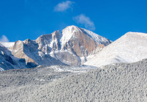 Telephoto view of Long's Peak from Rocky Mountain National Park