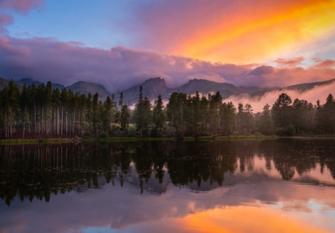 Sprague Lake at sunset, Rocky Mountain National Park